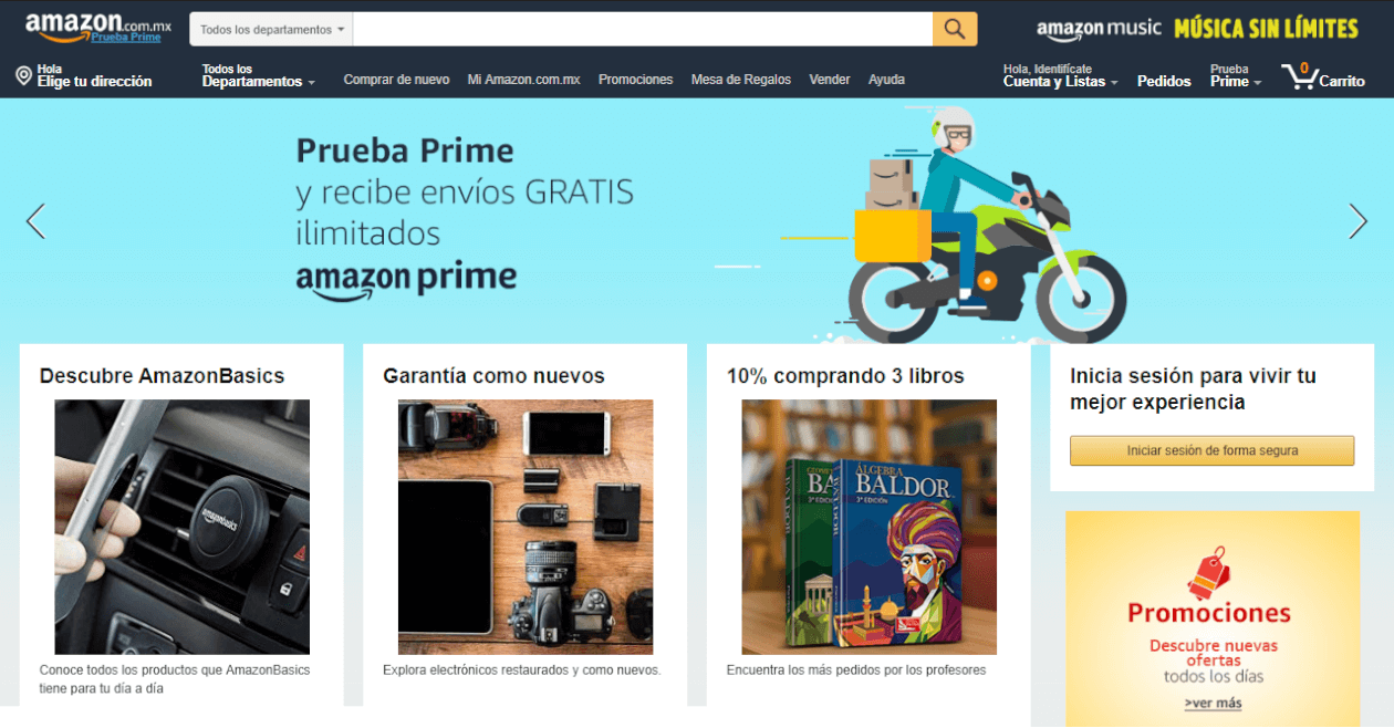 Amazon in Mexico website screenshot