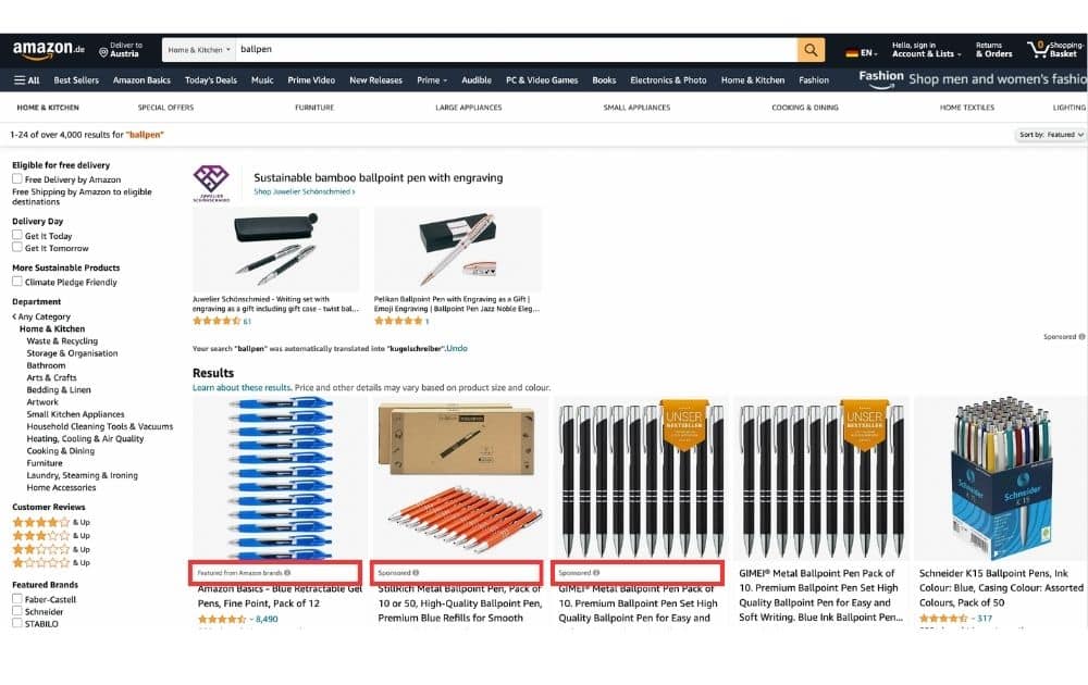 Amazon.de sponsored products result sample (screenshot)