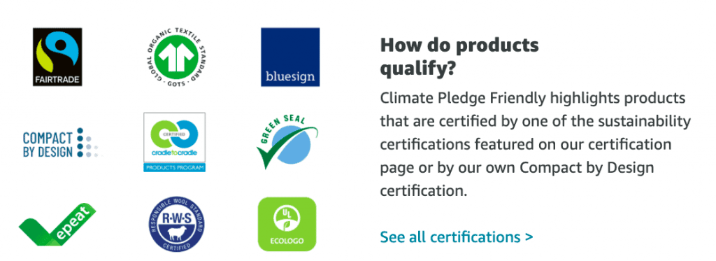 climate pledge friendly certification