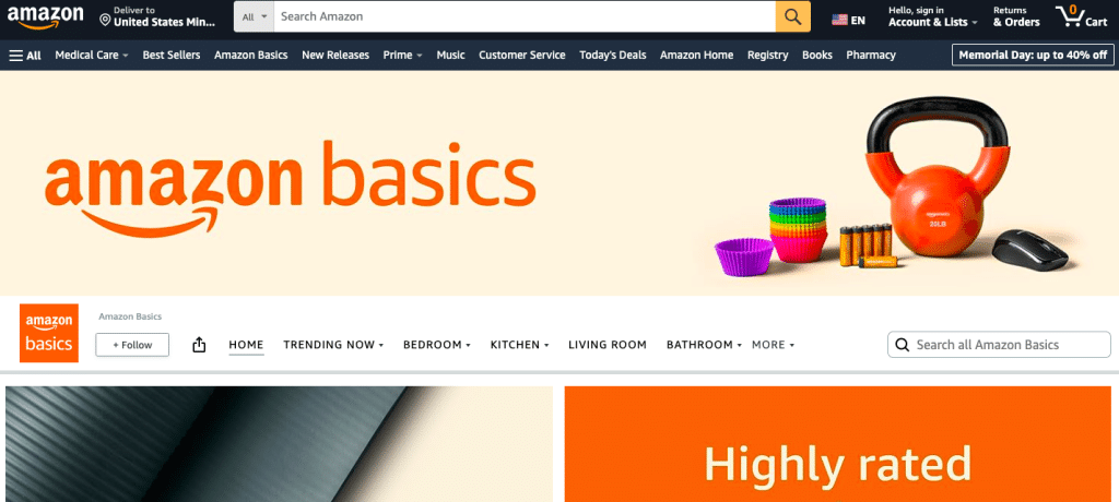AmazonBasics Storefront (screenshot)