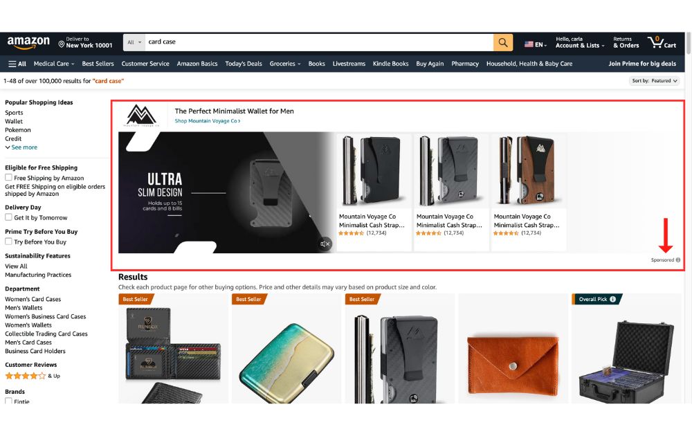 Example of a Sponsored Brand ad on Amazon